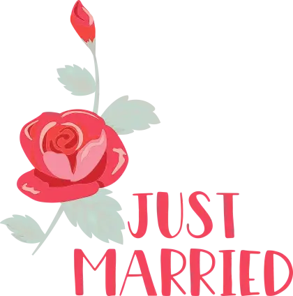 Red Rose with &#039;Just Married&#039; Design