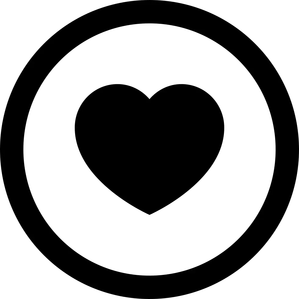 Black Heart Icon in a Circle
