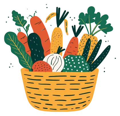 Basket Filled with Fresh Vegetables