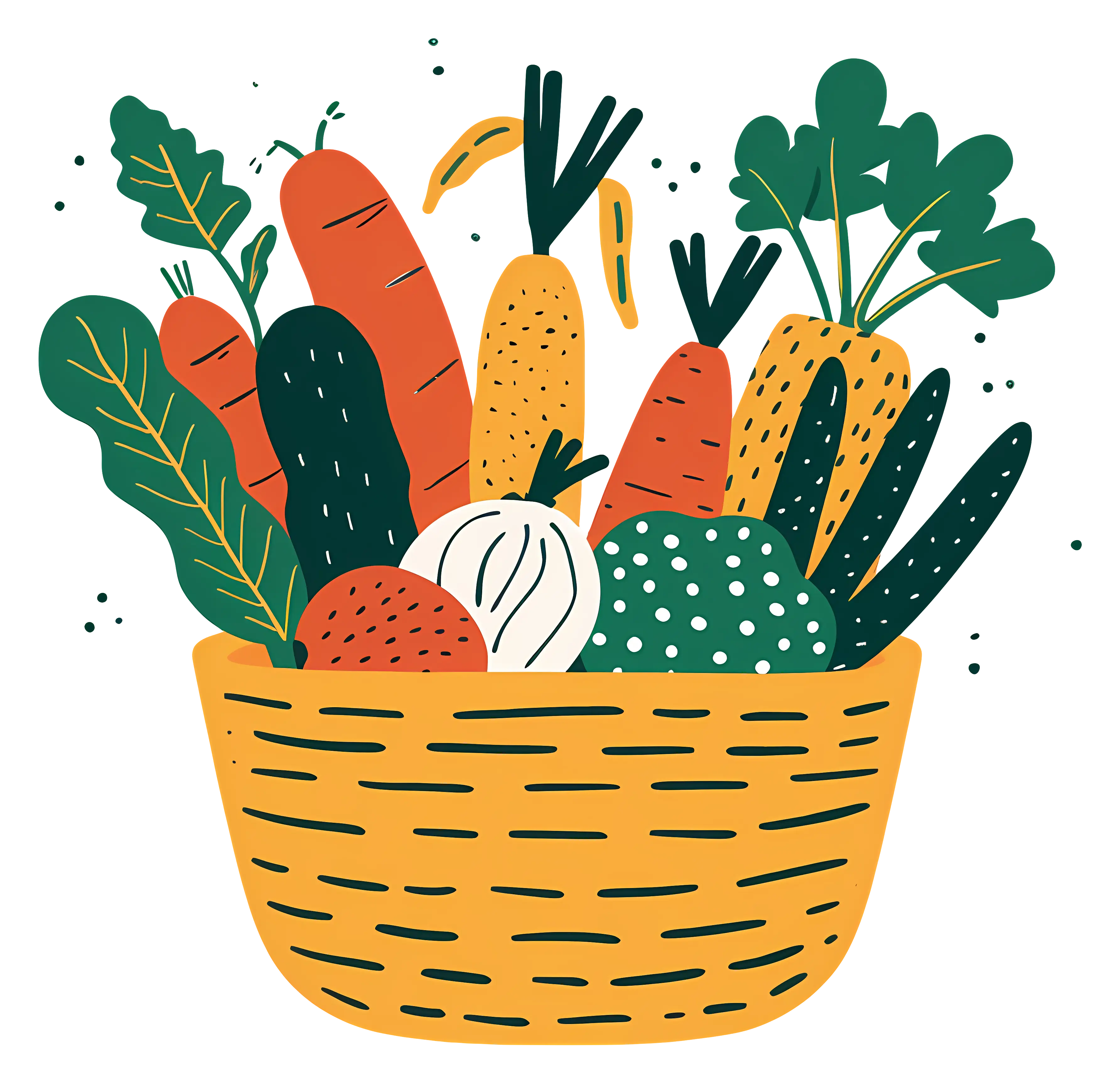 Basket Filled with Fresh Vegetables