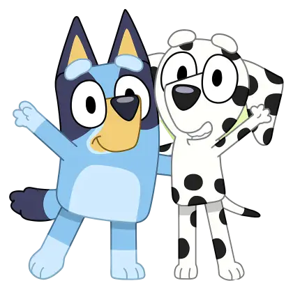 Blue Cartoon Dog and Spotted Dog Friends