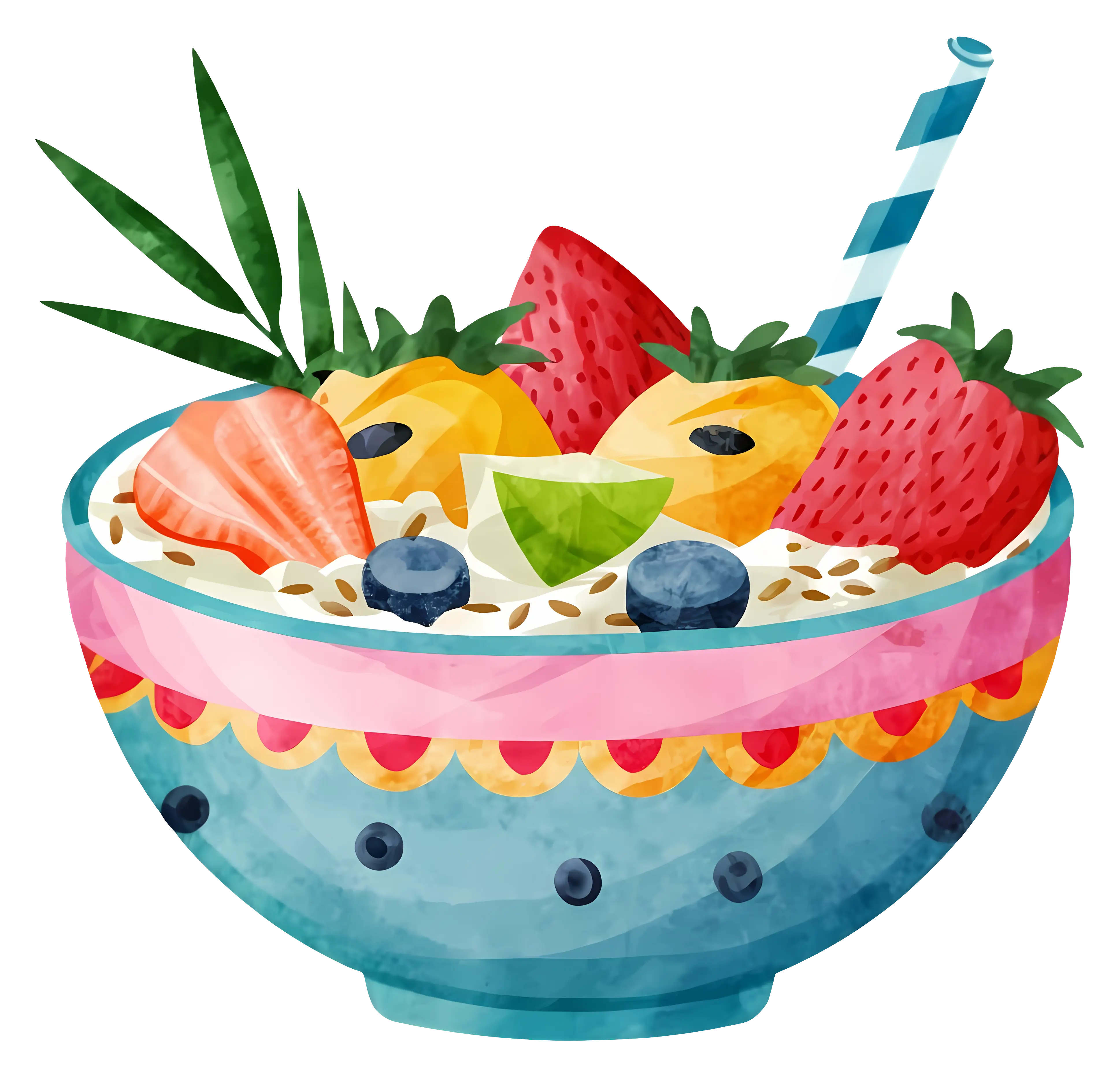 Colorful Fruit Bowl with Fresh Ingredients