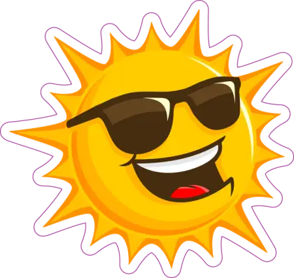 Smiling Sun Cartoon with Sunglasses