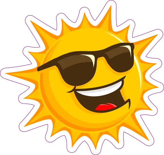Smiling Sun Cartoon with Sunglasses