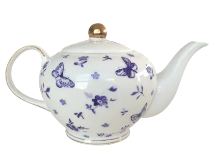 Porcelain Teapot with Butterfly Pattern