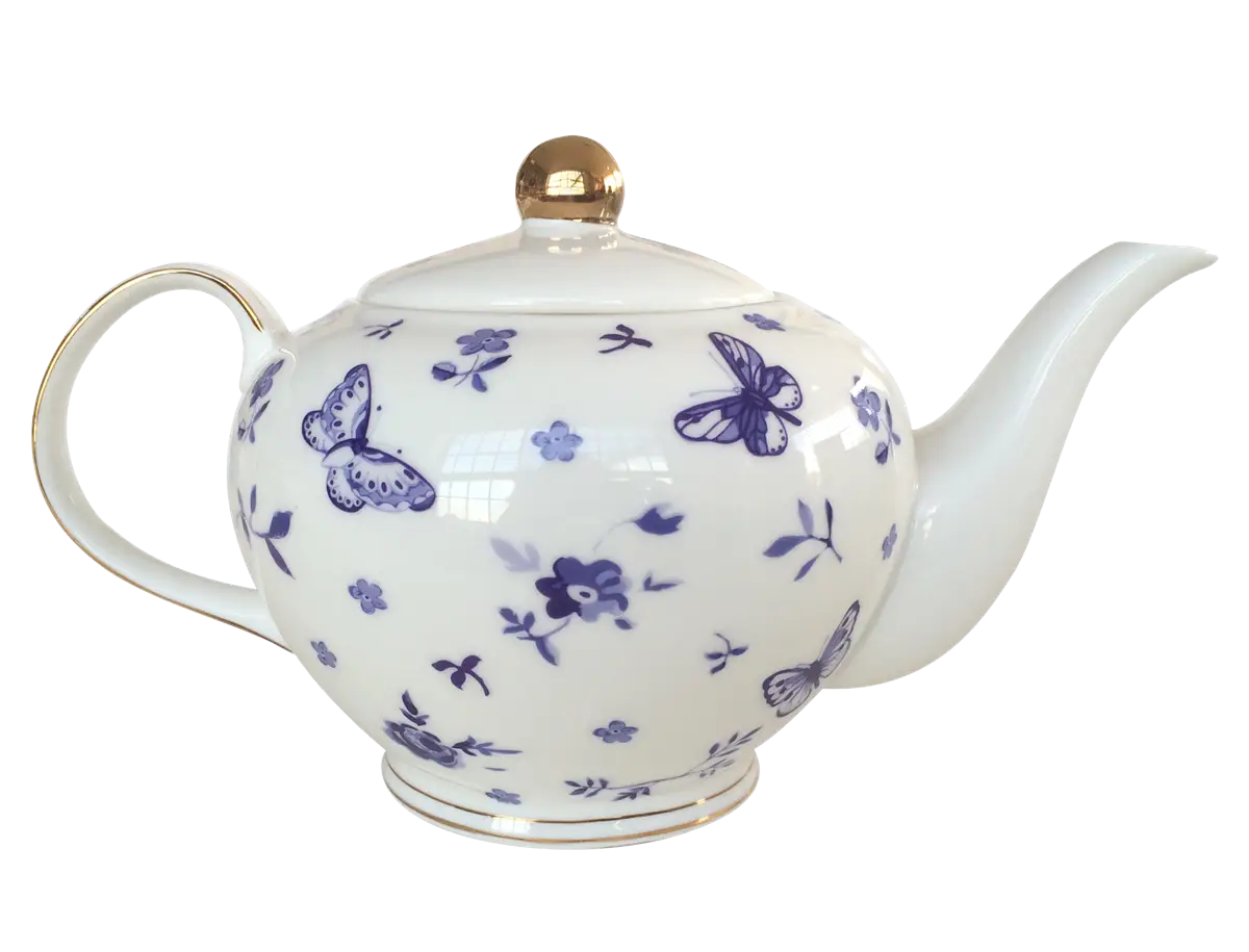 Porcelain Teapot with Butterfly Pattern