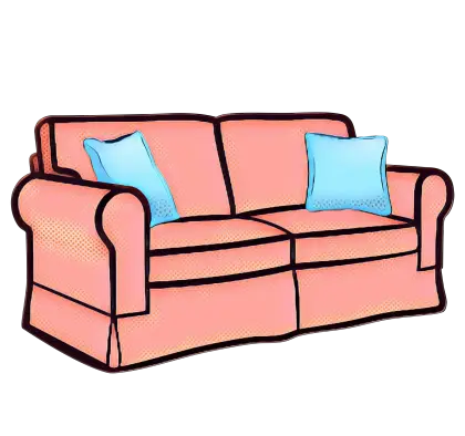 Pink Couch with Blue Pillows