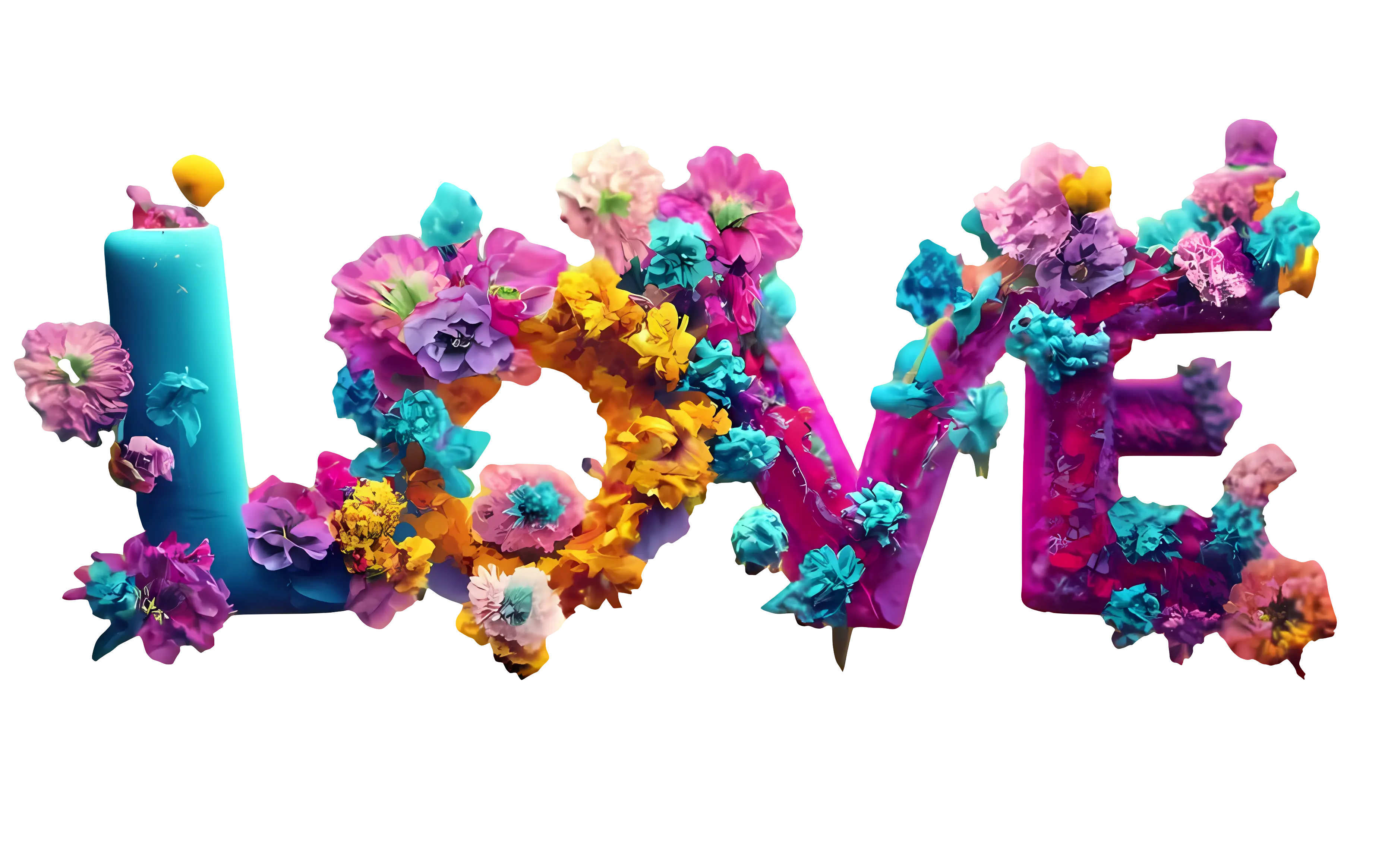 Colorful Love Sign with Flowers