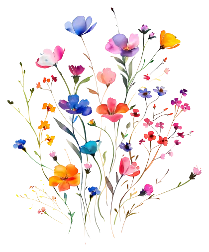 Vibrant Watercolor Wildflowers Illustration