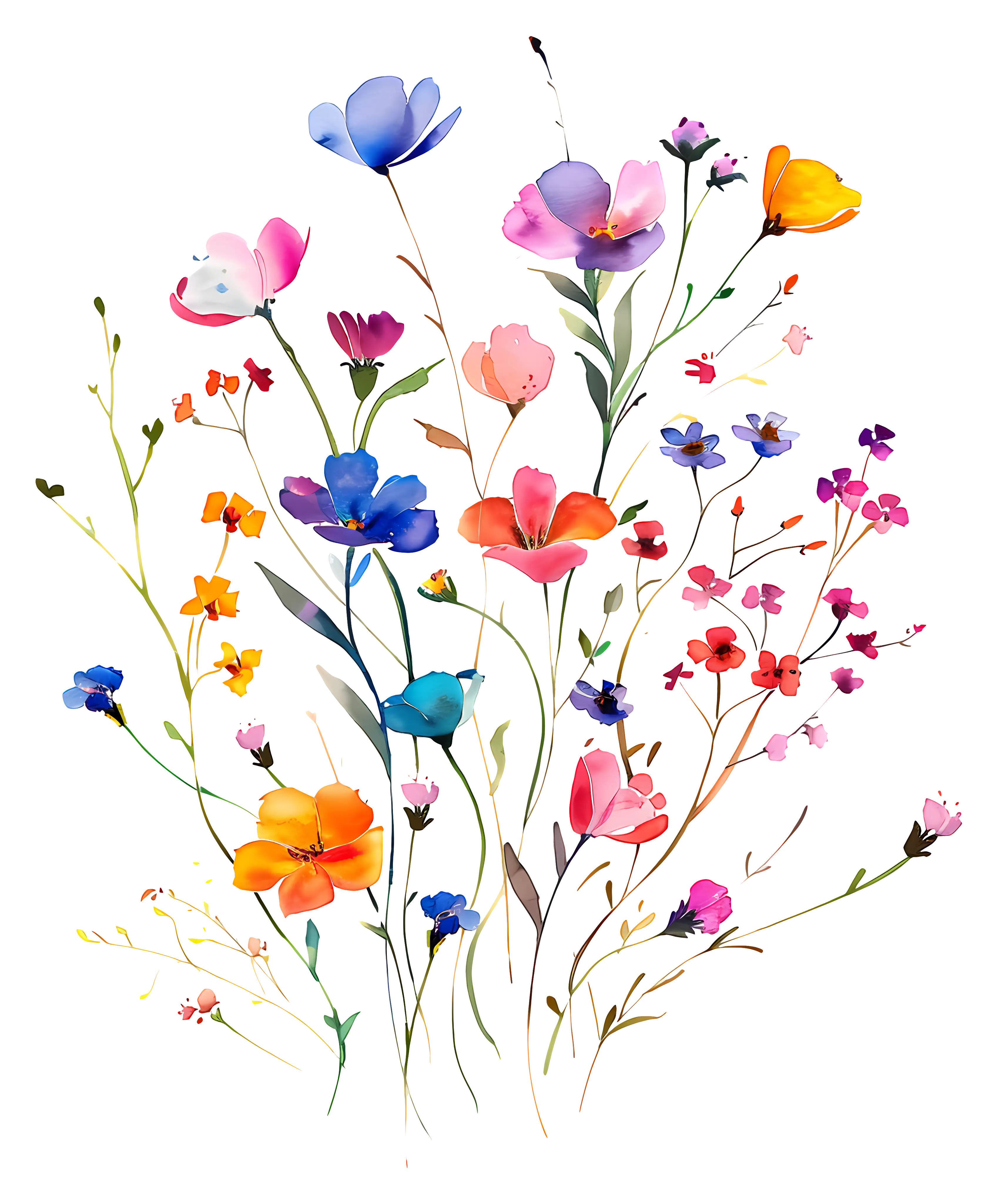 Vibrant Watercolor Wildflowers Illustration