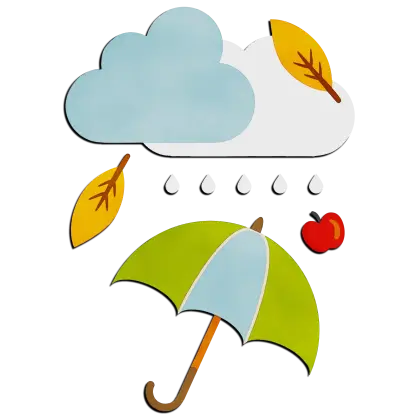 Autumn Weather Illustration with Umbrella and Leaves