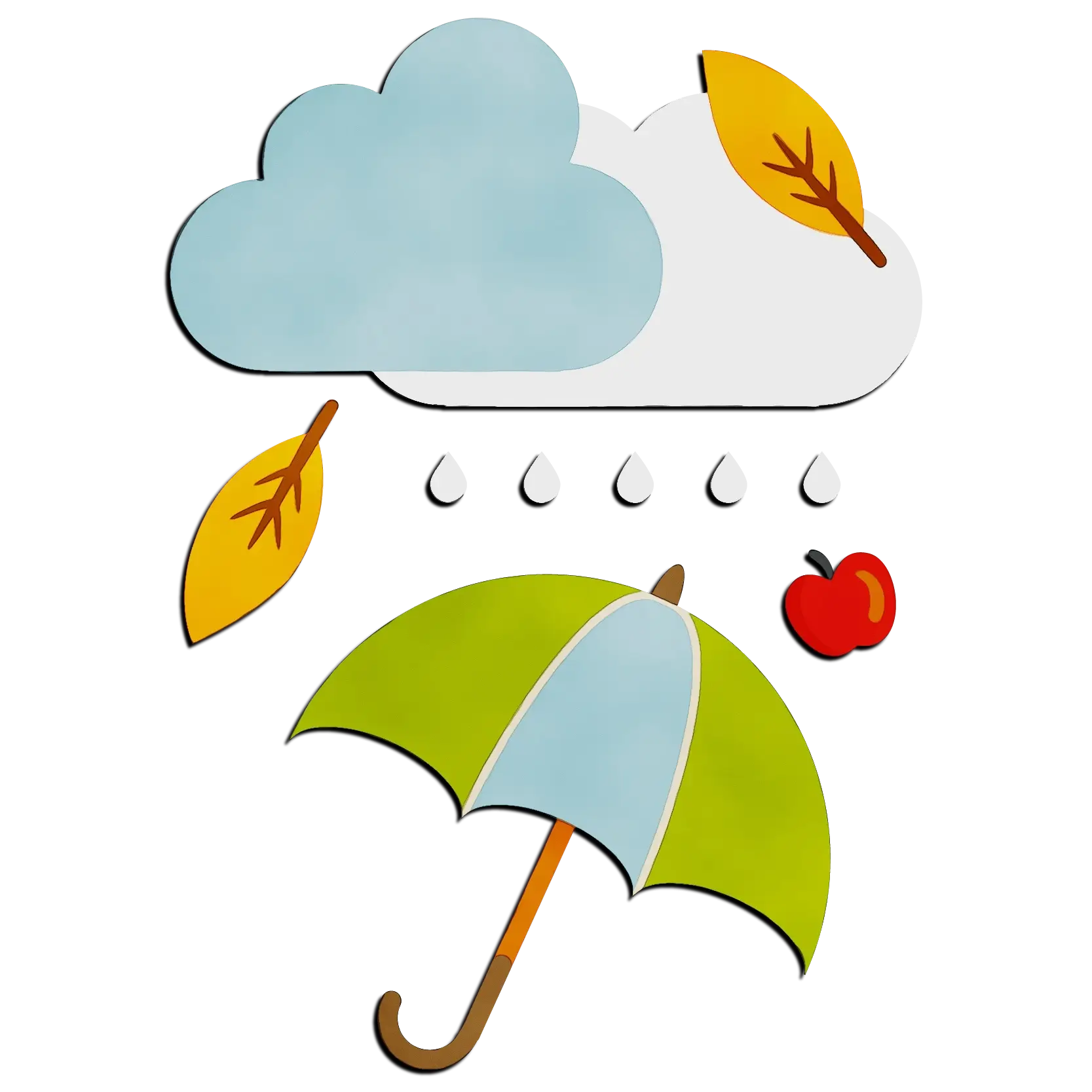 Autumn Weather Illustration with Umbrella and Leaves