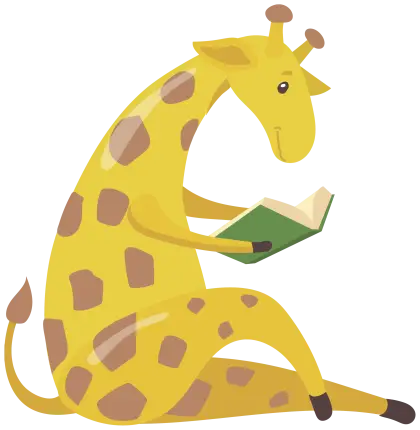 Cute Giraffe Reading a Book