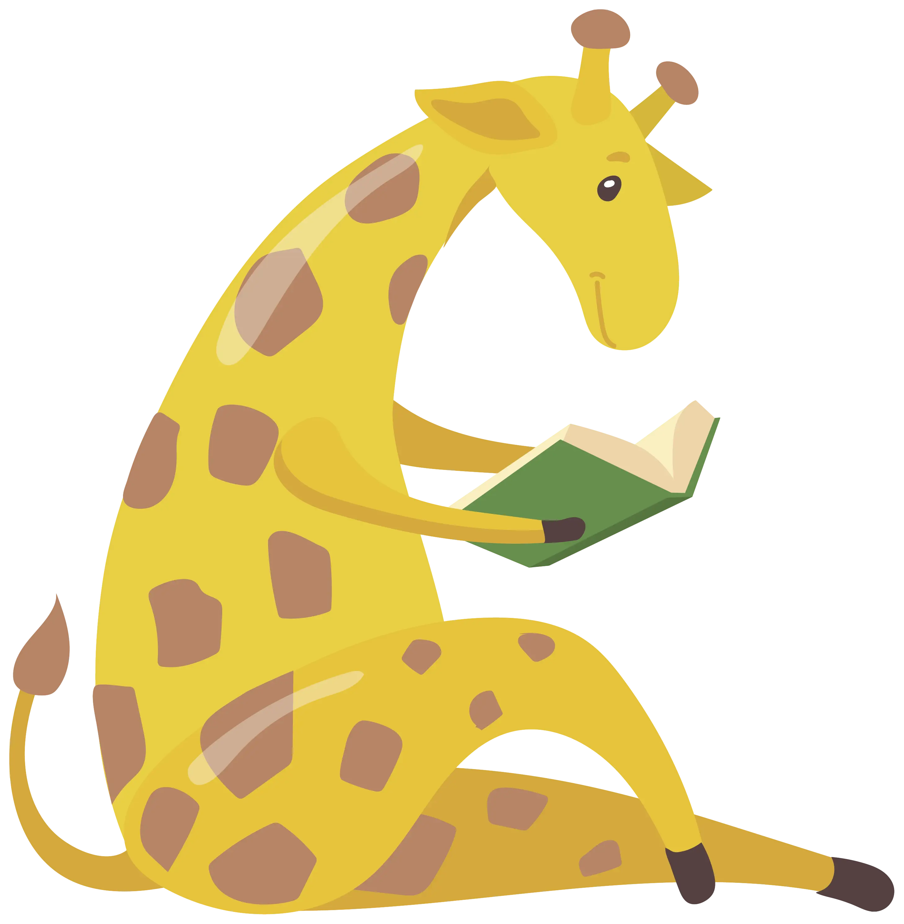 Cute Giraffe Reading a Book