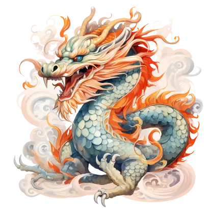 Fiery Mythical Dragon Illustration