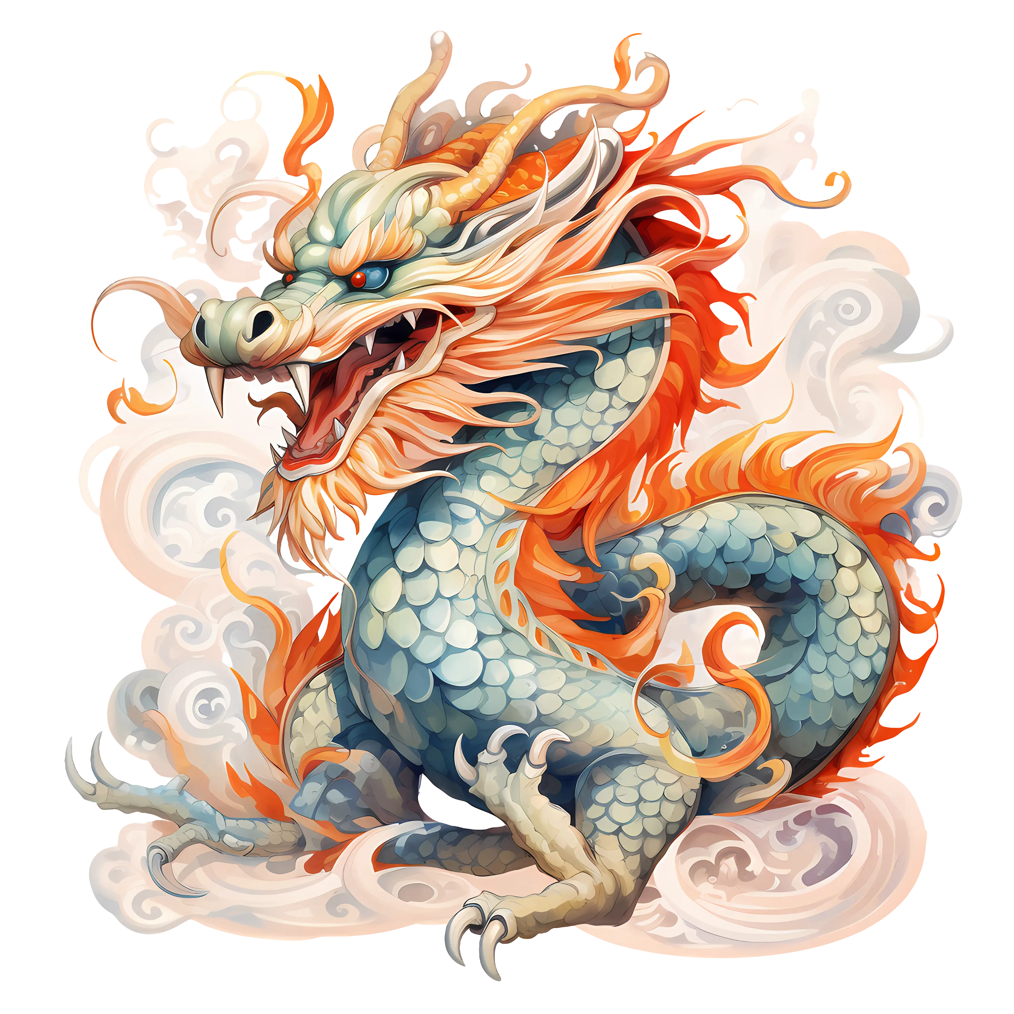 Fiery Mythical Dragon Illustration