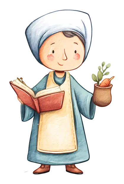 Herbalist with Book and Plant