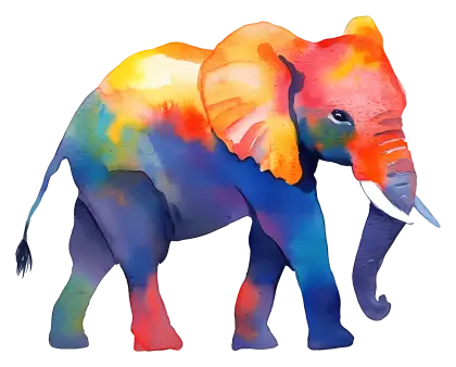 Colorful Watercolor Elephant Illustration
