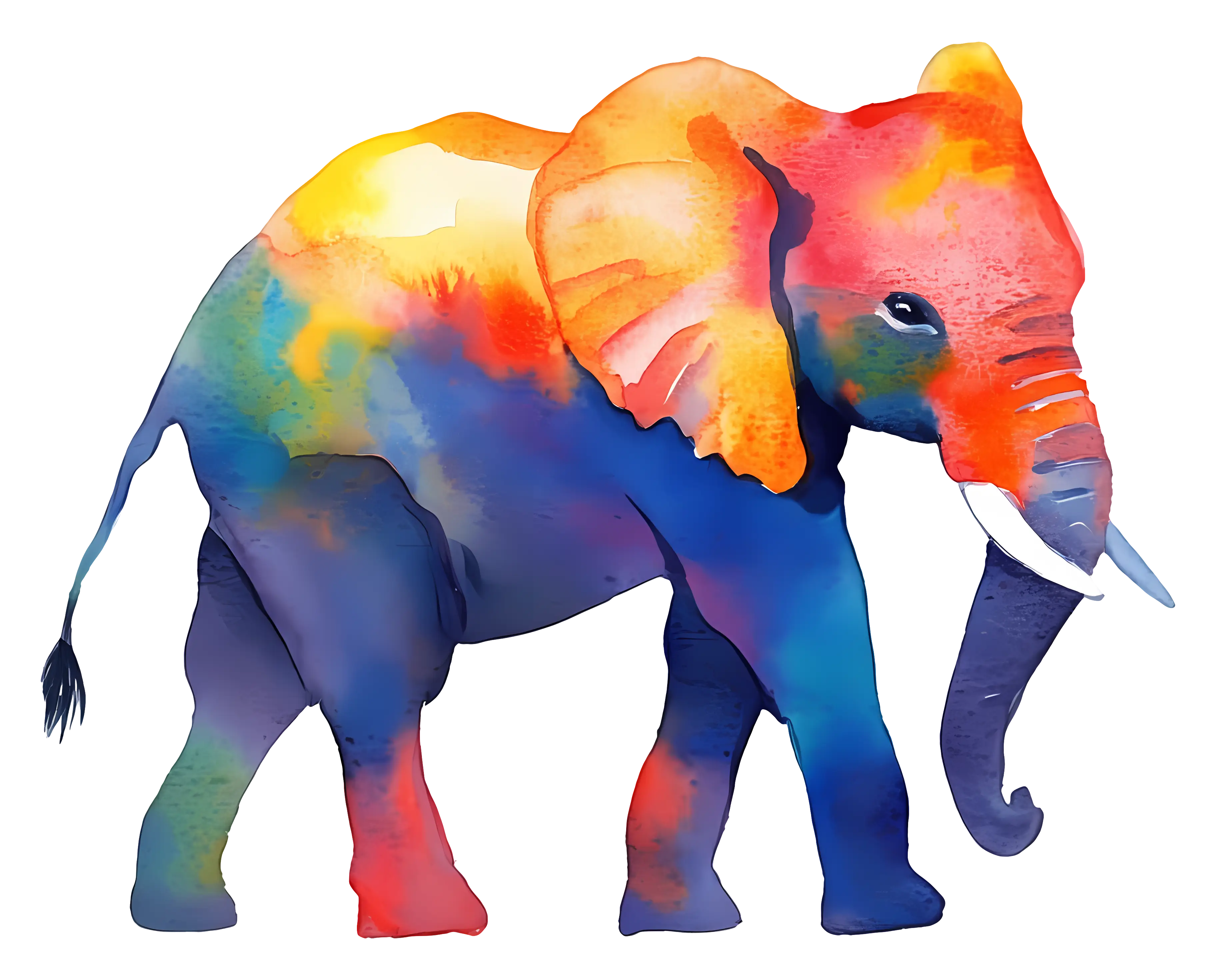 Colorful Watercolor Elephant Illustration