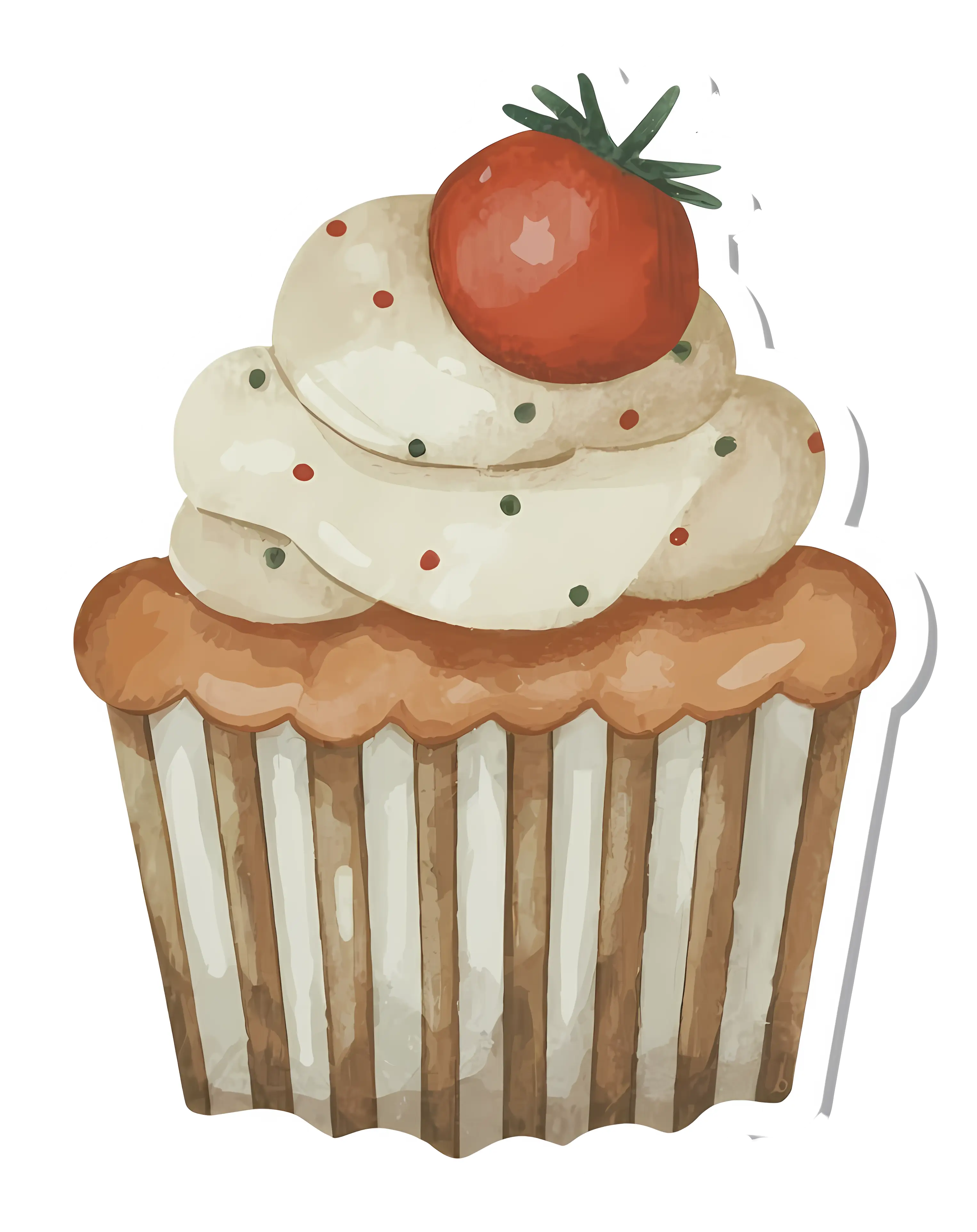 Cupcake with Tomato and Cream Topping