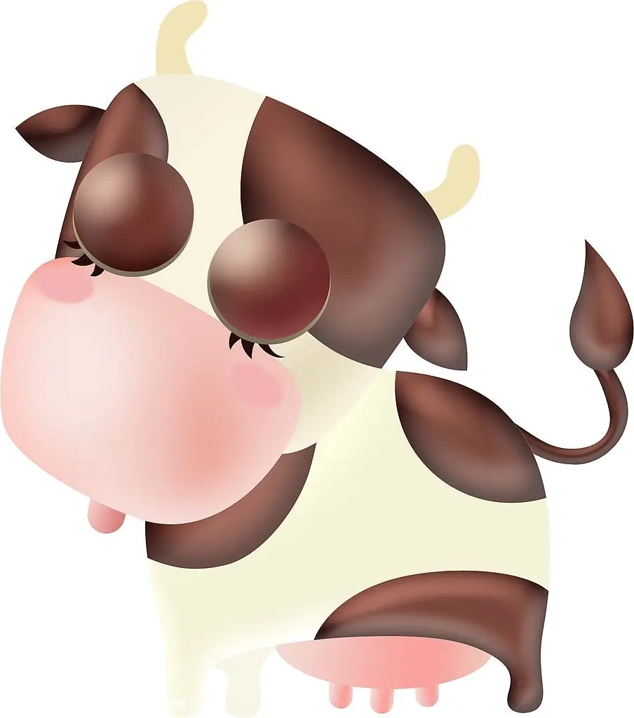 Cute Cartoon Cow with Brown and White Spots