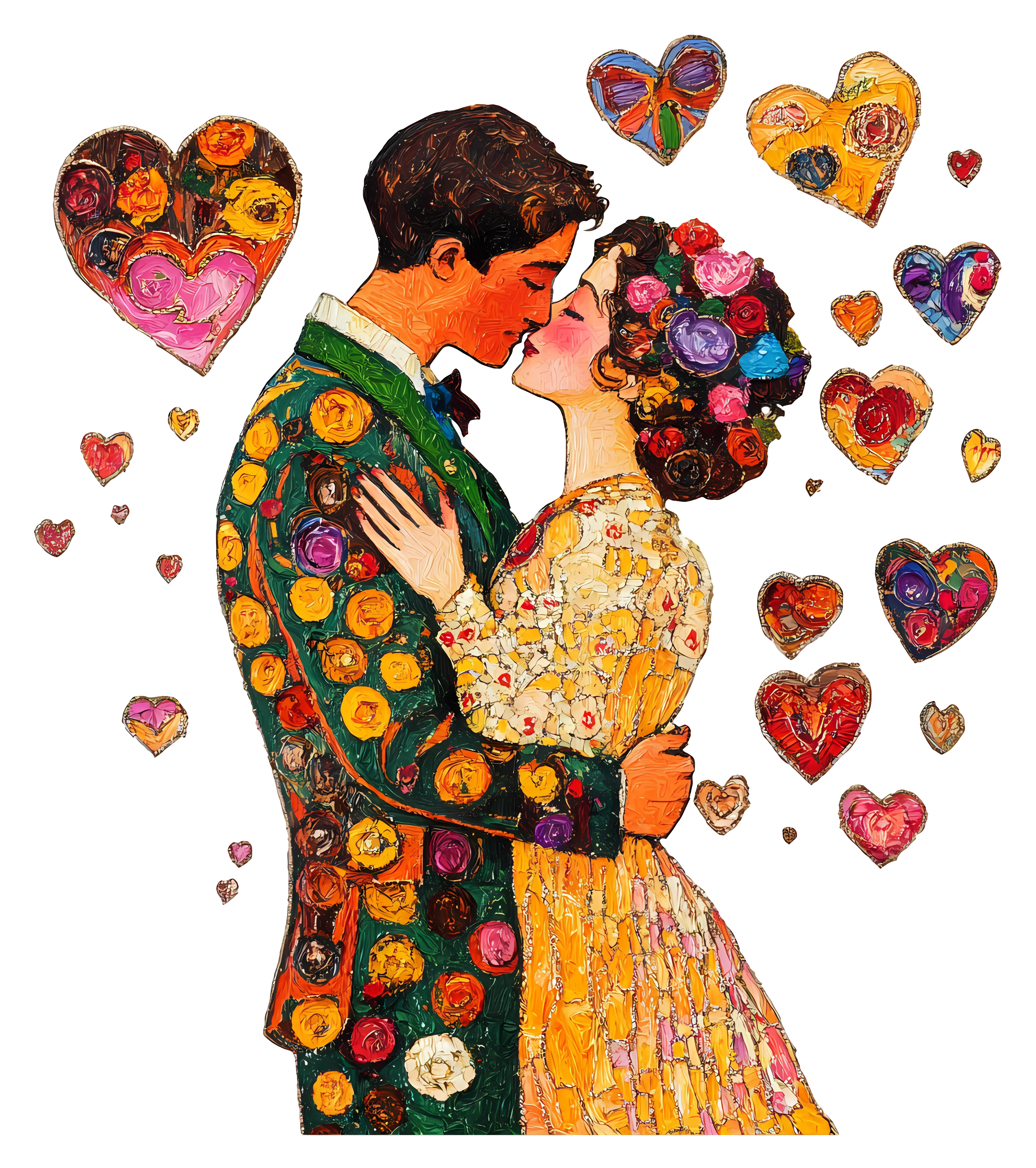 Romantic Couple with Hearts