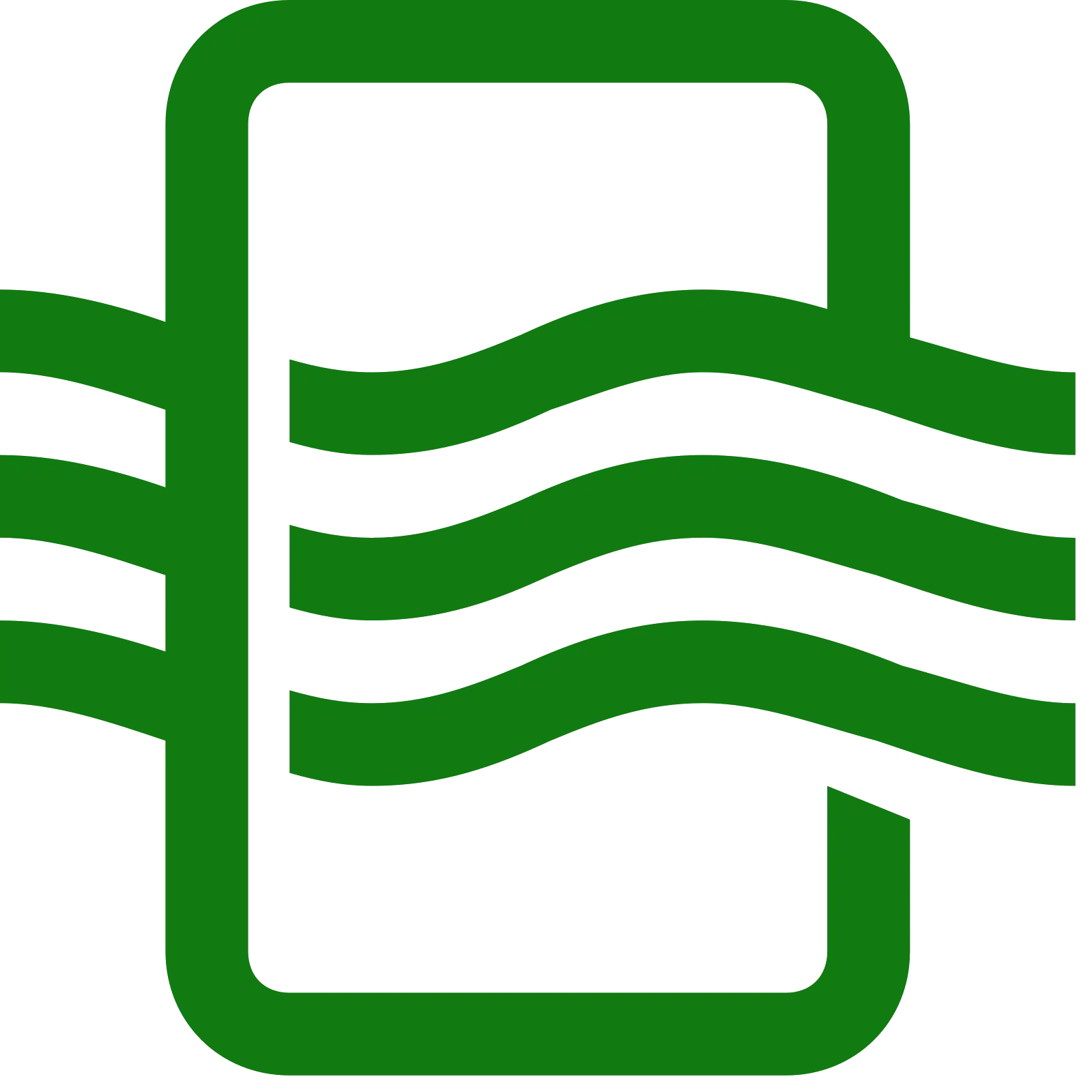 Simple Green Icon with Waves