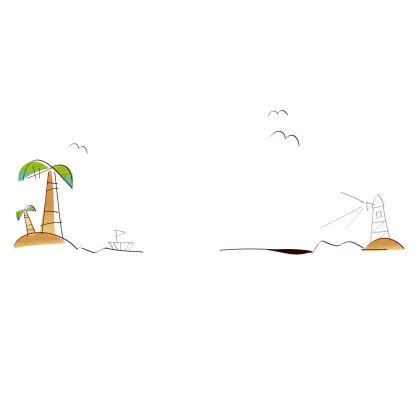 Minimalist Tropical Island Drawing