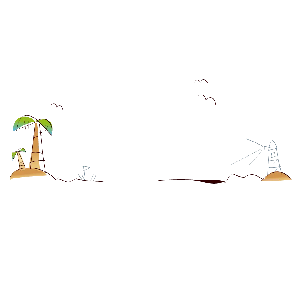 Minimalist Tropical Island Drawing