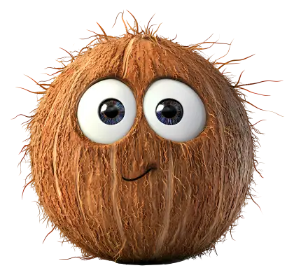 Coconut Character with Big Eyes