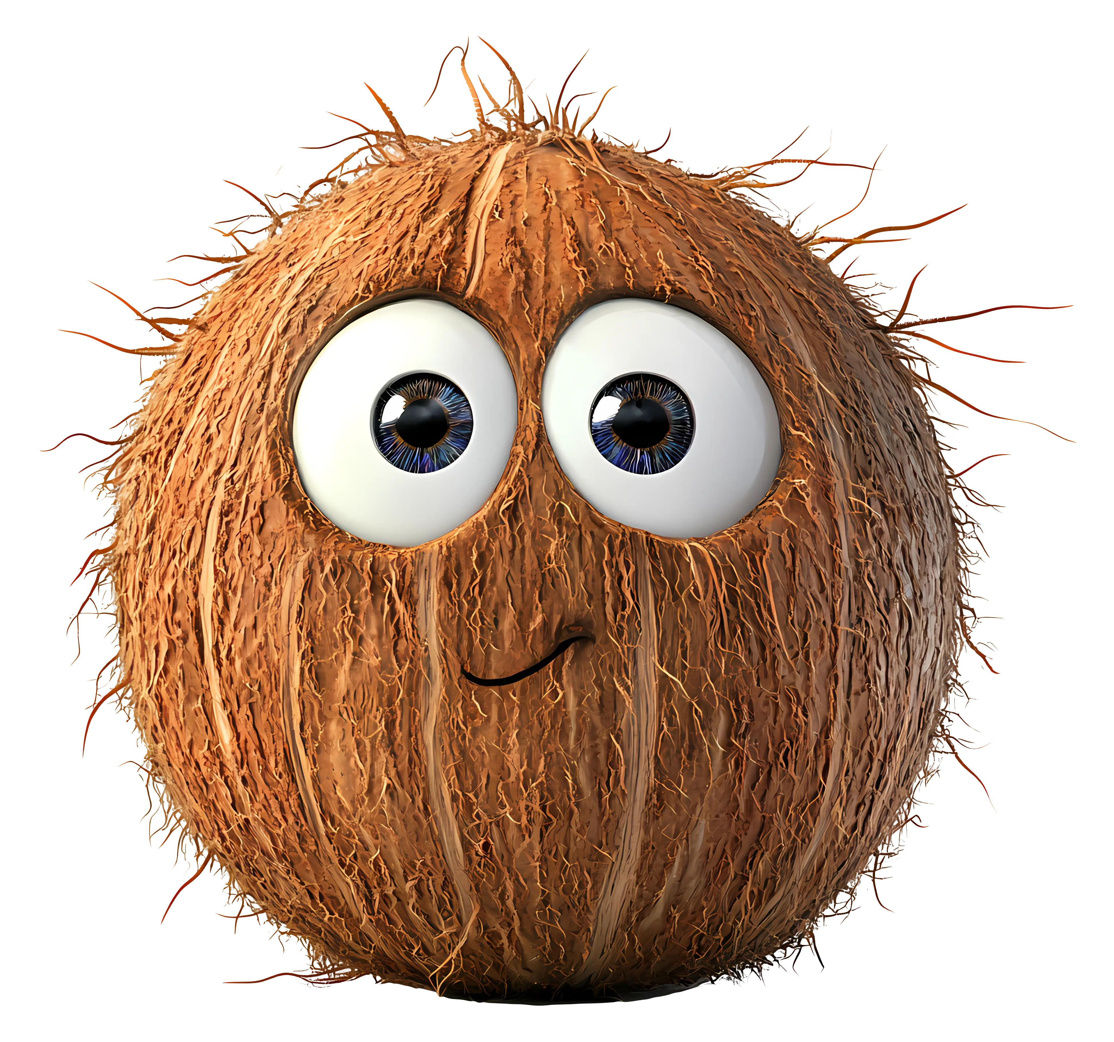 Coconut Character with Big Eyes