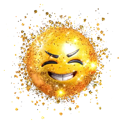 Golden Glitter Emoji with Laughing Face