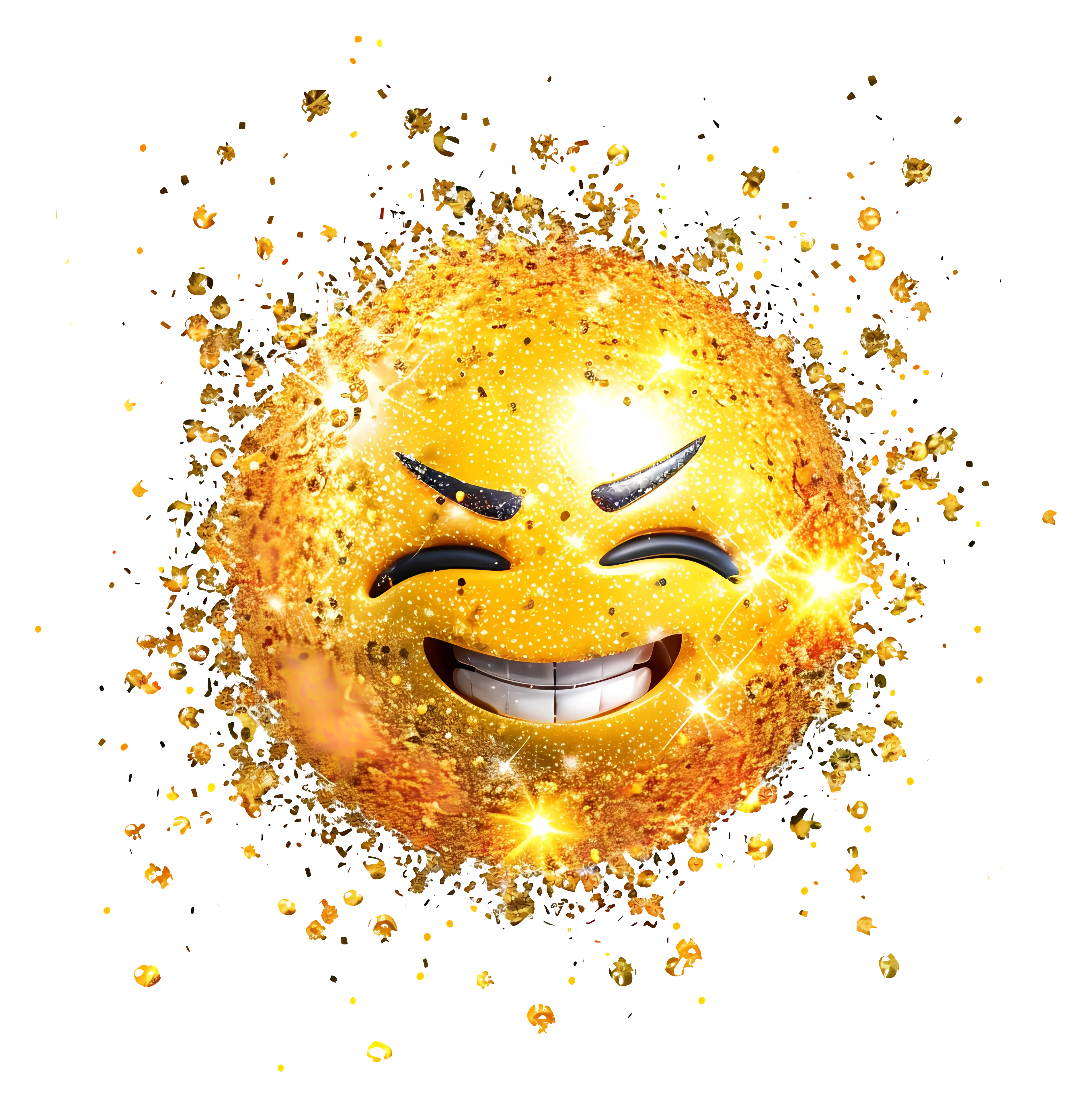 Golden Glitter Emoji with Laughing Face