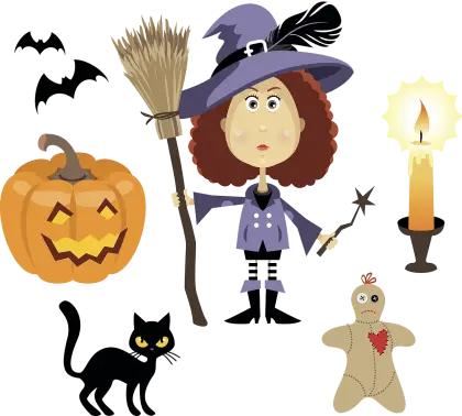 Halloween Witch and Decorations