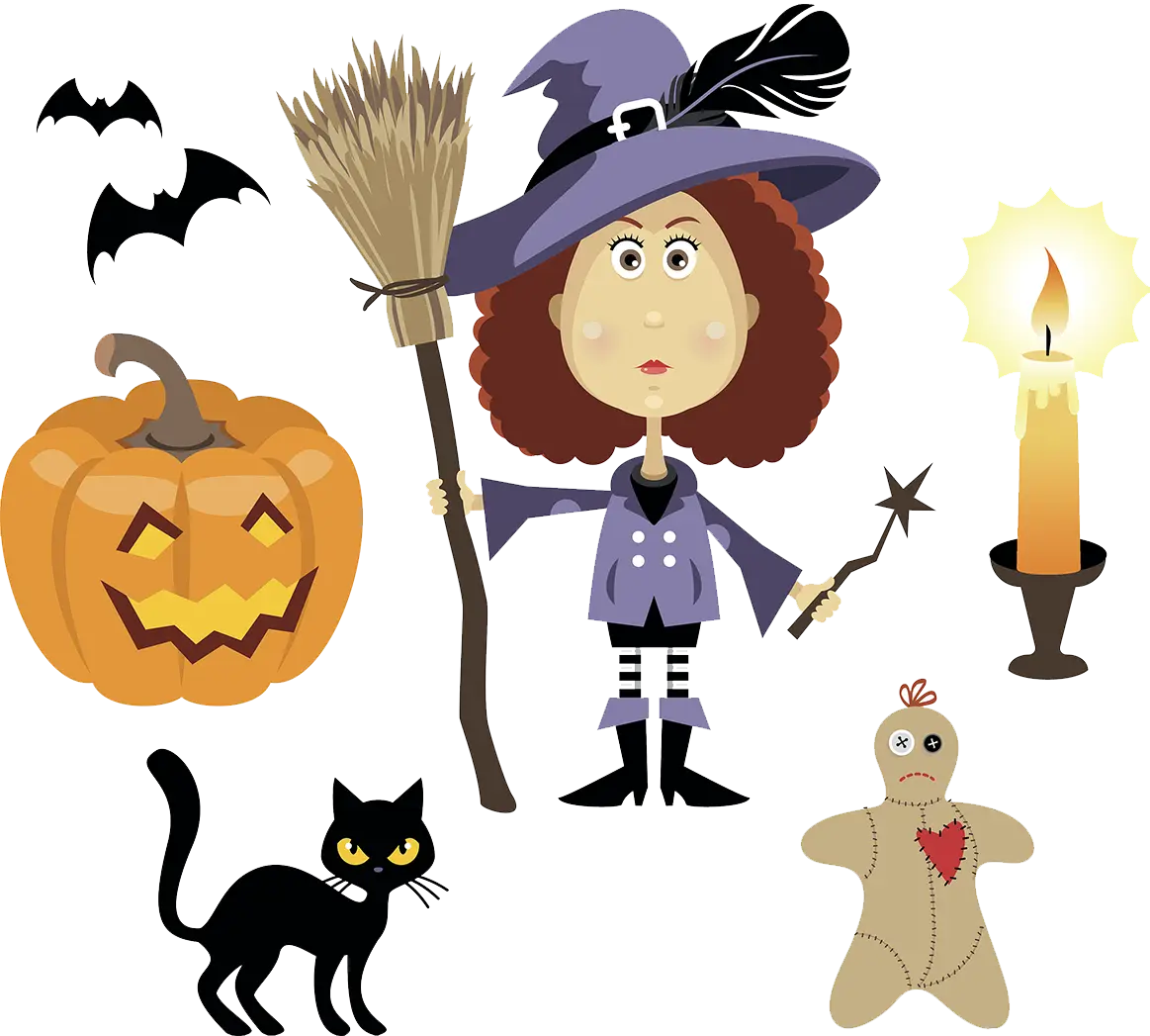 Halloween Witch and Decorations