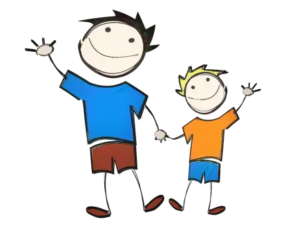 Father and Son Stick Figure Illustration