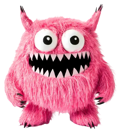 Pink Fluffy Monster Cartoon Character