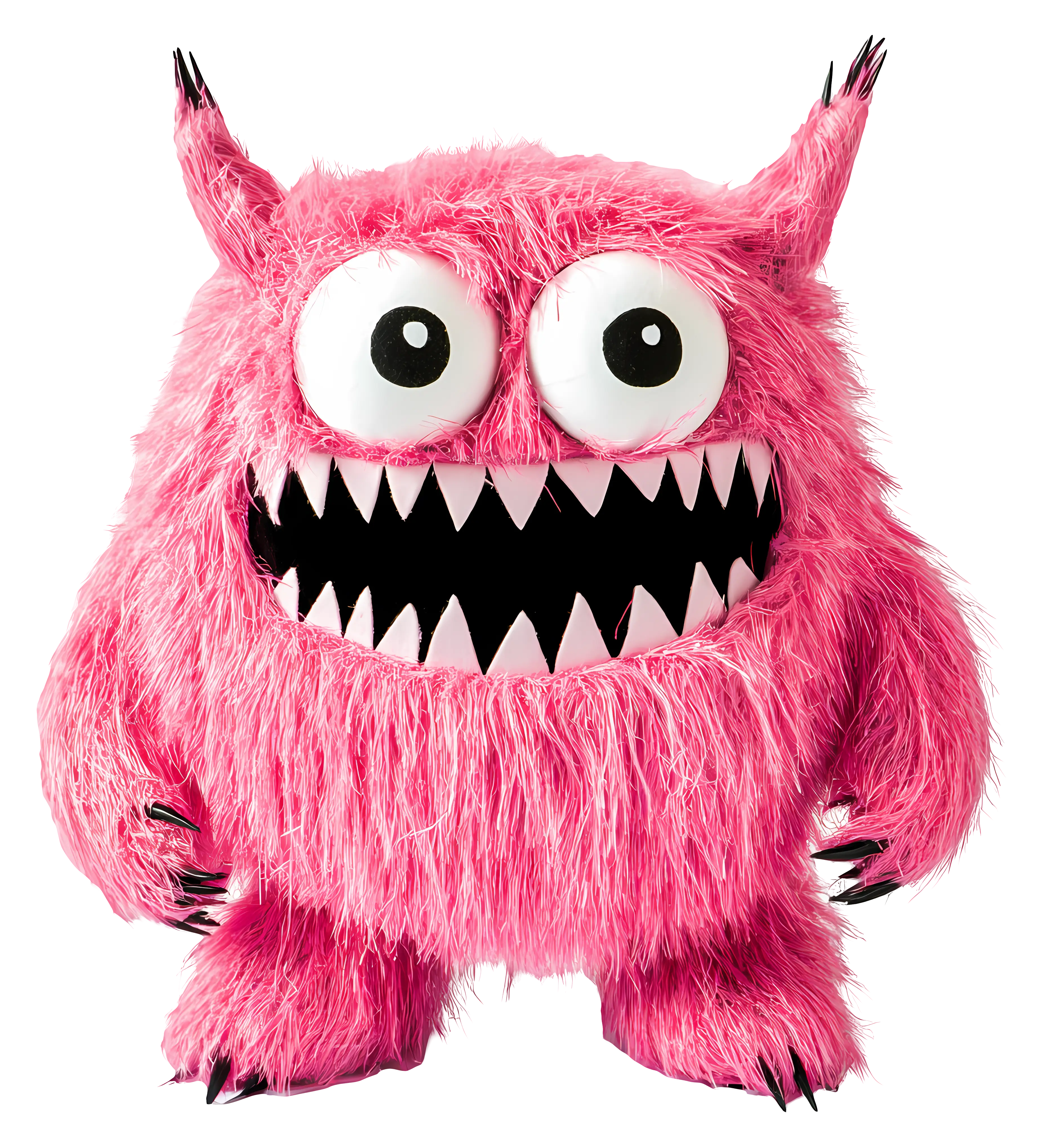 Pink Fluffy Monster Cartoon Character