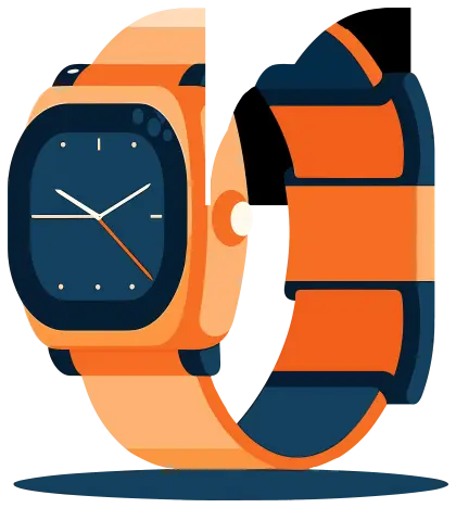 Orange Smartwatch with Blue Strap