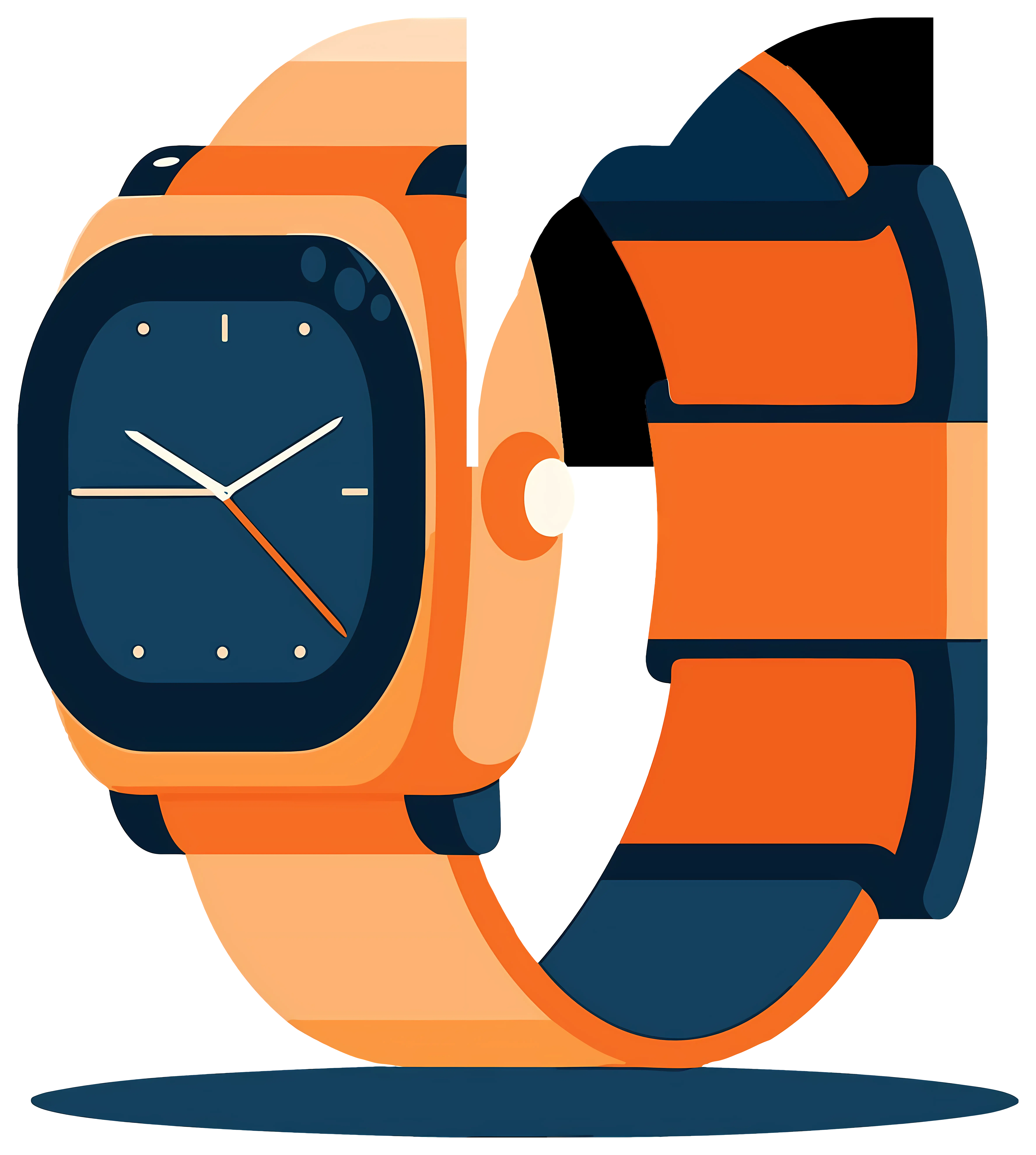 Orange Smartwatch with Blue Strap