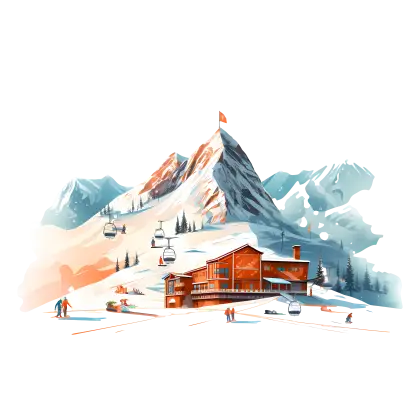 Beautiful Ski Resort with Snowy Mountains