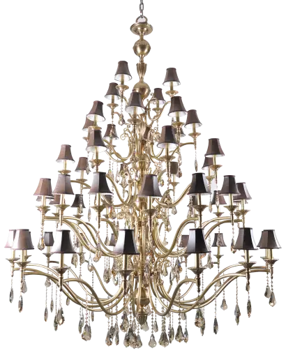 Golden Chandelier with Black Lampshades