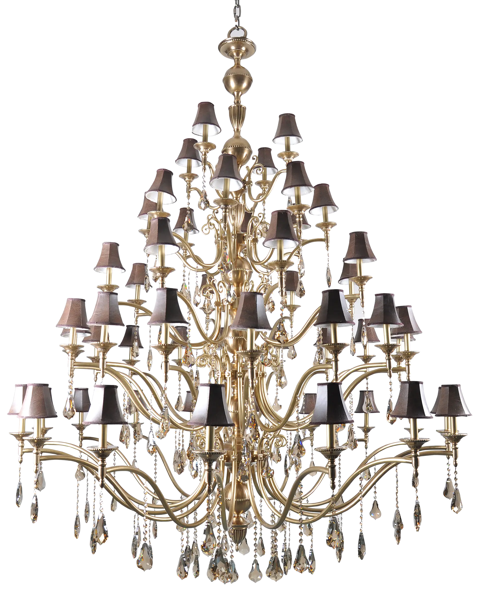 Golden Chandelier with Black Lampshades