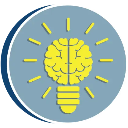 Brain and Light Bulb Icon for Ideas