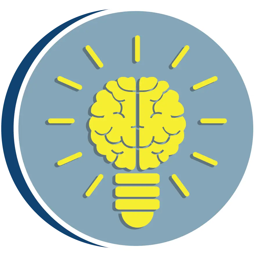 Brain and Light Bulb Icon for Ideas