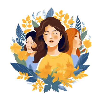 Women with Floral Artistic Illustration