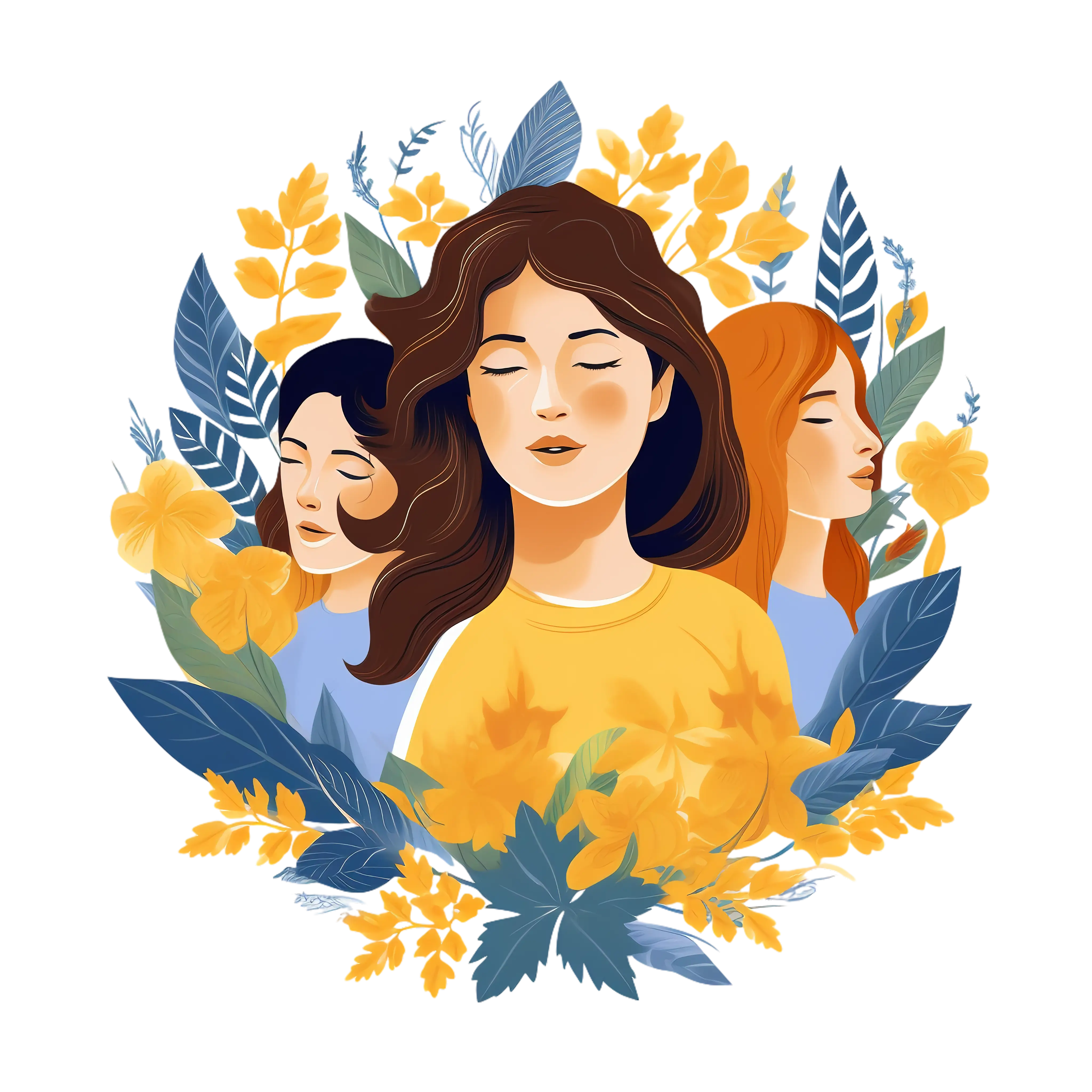 Women with Floral Artistic Illustration