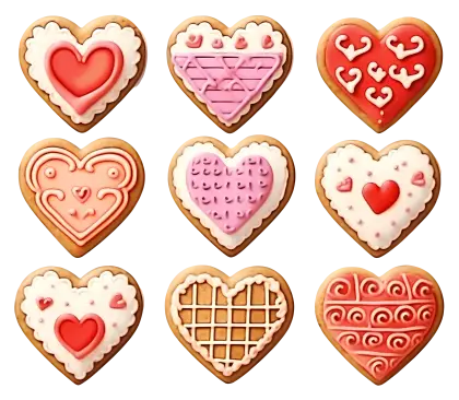 Heart-Shaped Cookies with Colorful Designs