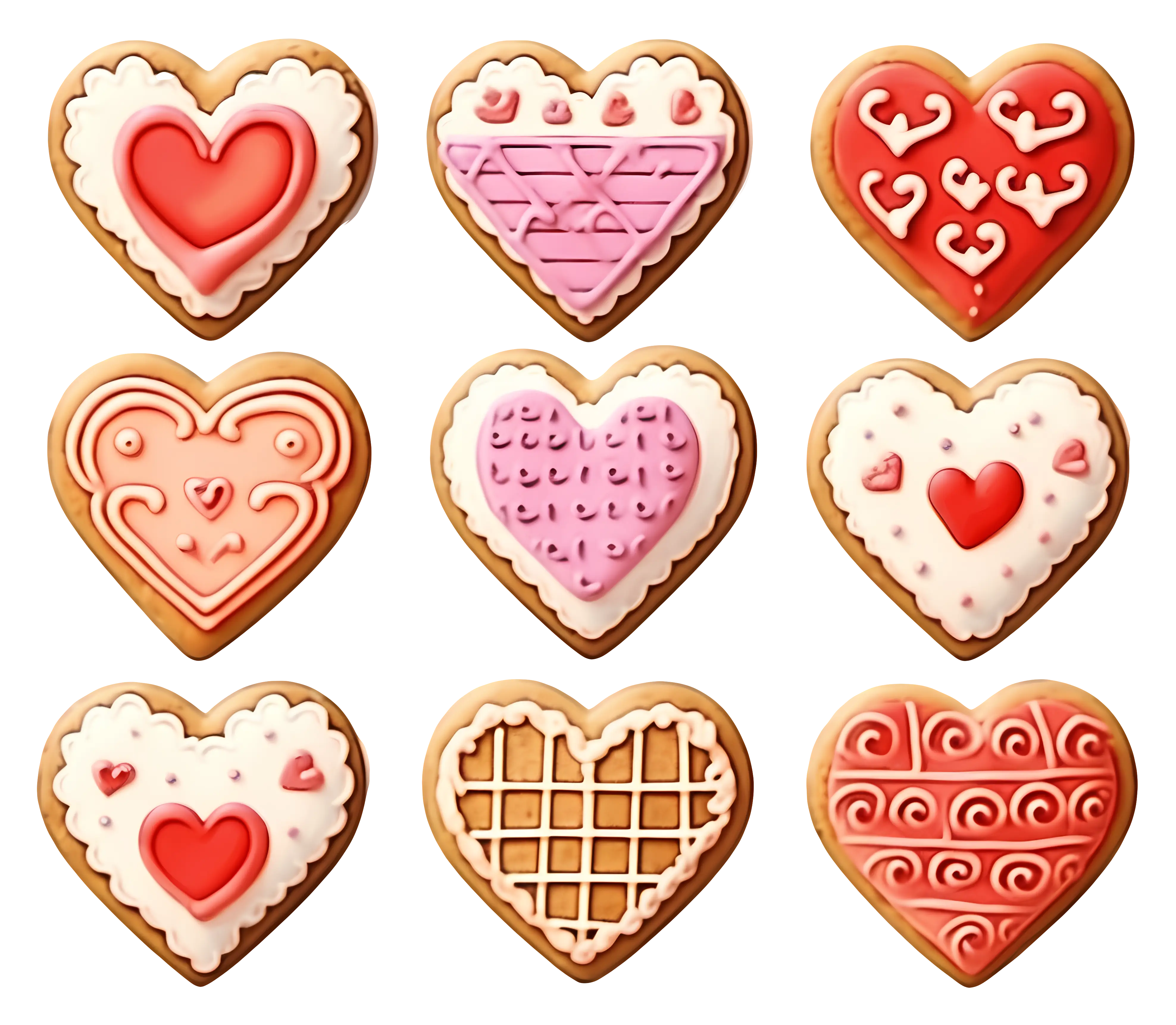 Heart-Shaped Cookies with Colorful Designs
