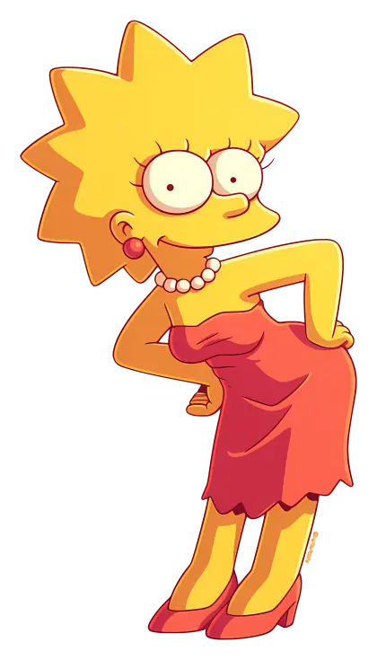 Cartoon Girl in Red Dress Character